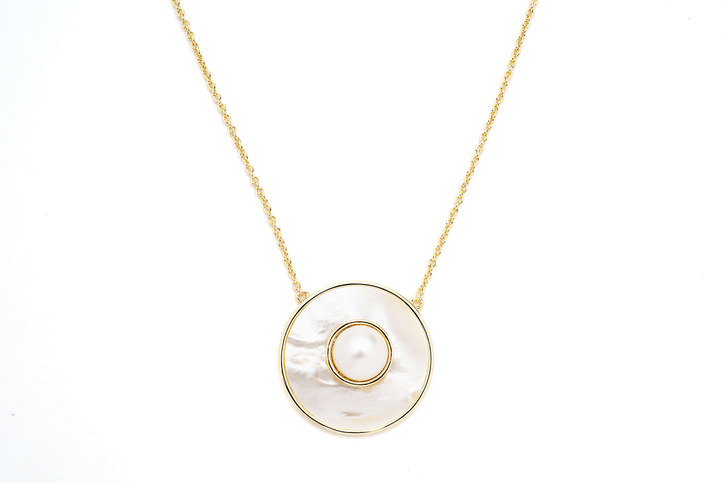 Mother of Pearl Necklace 14K Gold electroplated