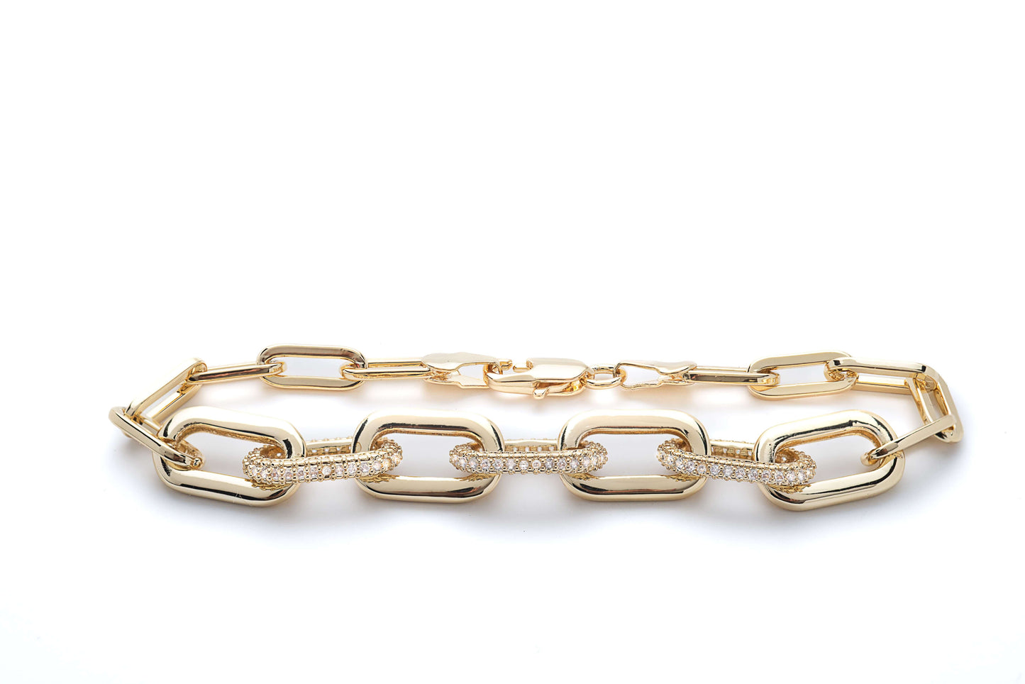Gold Chain Link CZ Bracelet