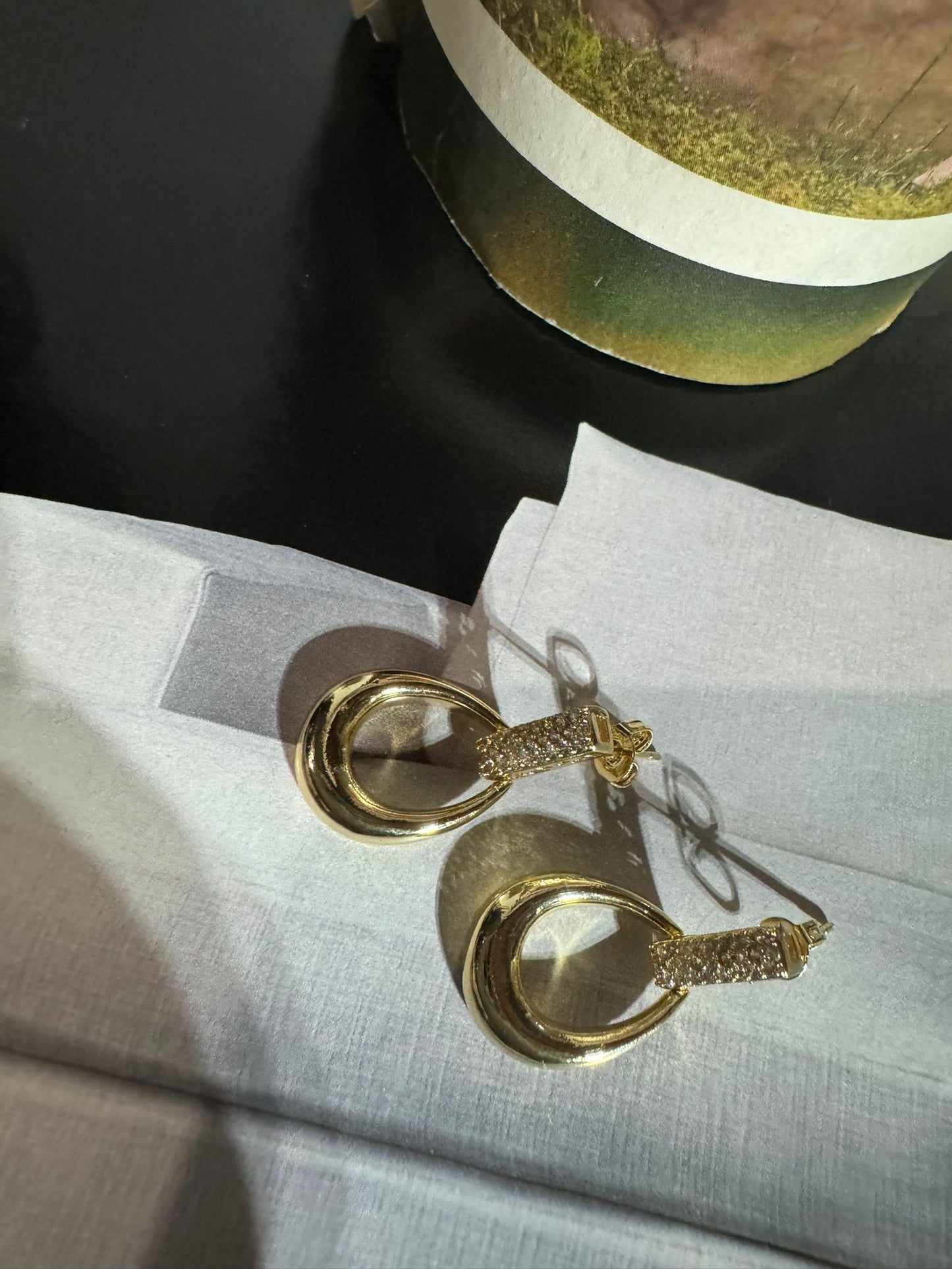 14K Gold Electroplated Post Earring with Cubic Zirconia
