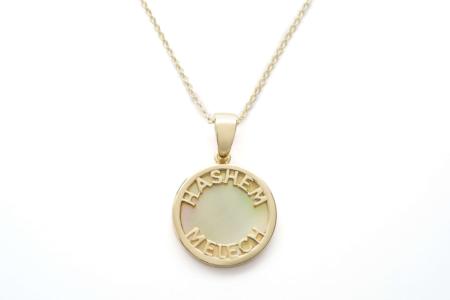 'Hashem Melech' (God is King) Mother of Pearl Necklace