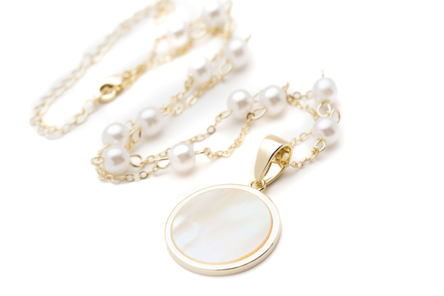 'Hashem Melech' Mother of Pearl Necklace