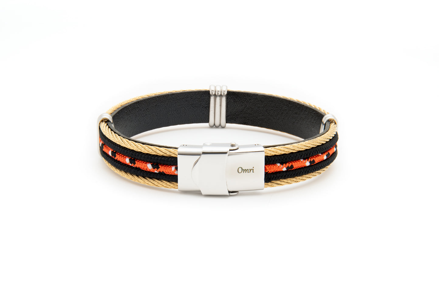 Red, Beige and Black Genuine Leather Bracelet