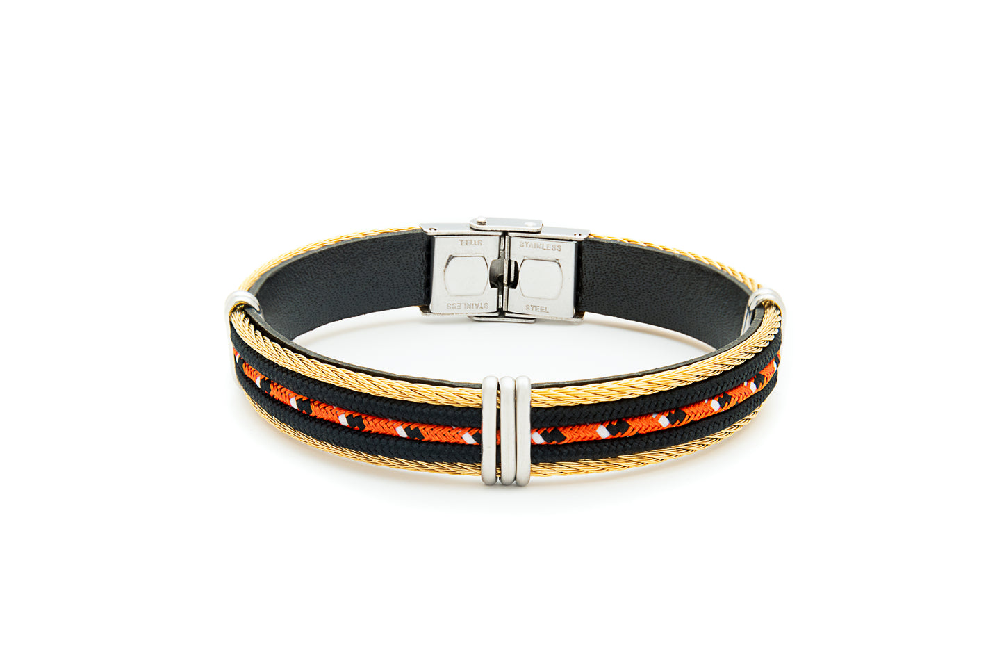 Red, Beige and Black Genuine Leather Bracelet