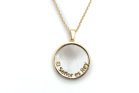 "El Senor es Rey" Mother of Pearl Necklace