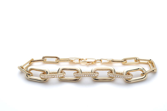 Gold Chain Link CZ Bracelet