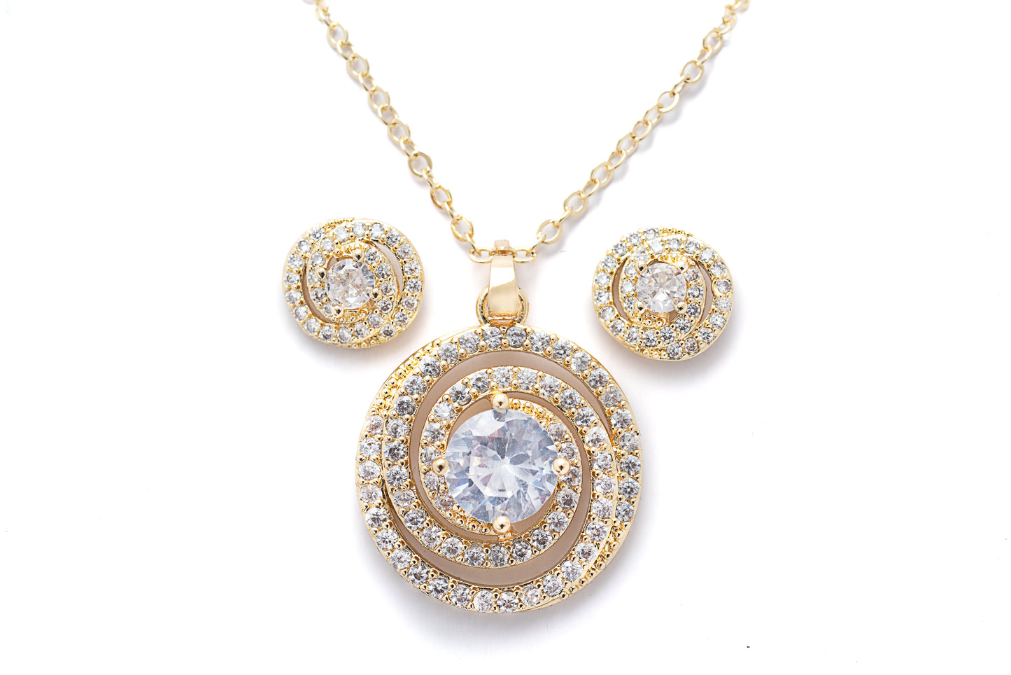 Golden CZ Pendant Set